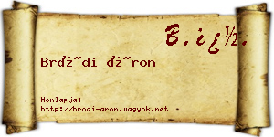 Bródi Áron névjegykártya