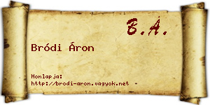 Bródi Áron névjegykártya